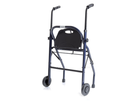 ROLLATOR PIEGHEVOLE IN ACCIAO VERNICIATO – 2 RUOTE – CON SEDUTA E CESTINO – ZEUS