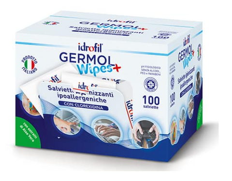 SALVIETTE IGIENIZZANTI 100 PEZZI GERMOLWIPES  MONODOSE